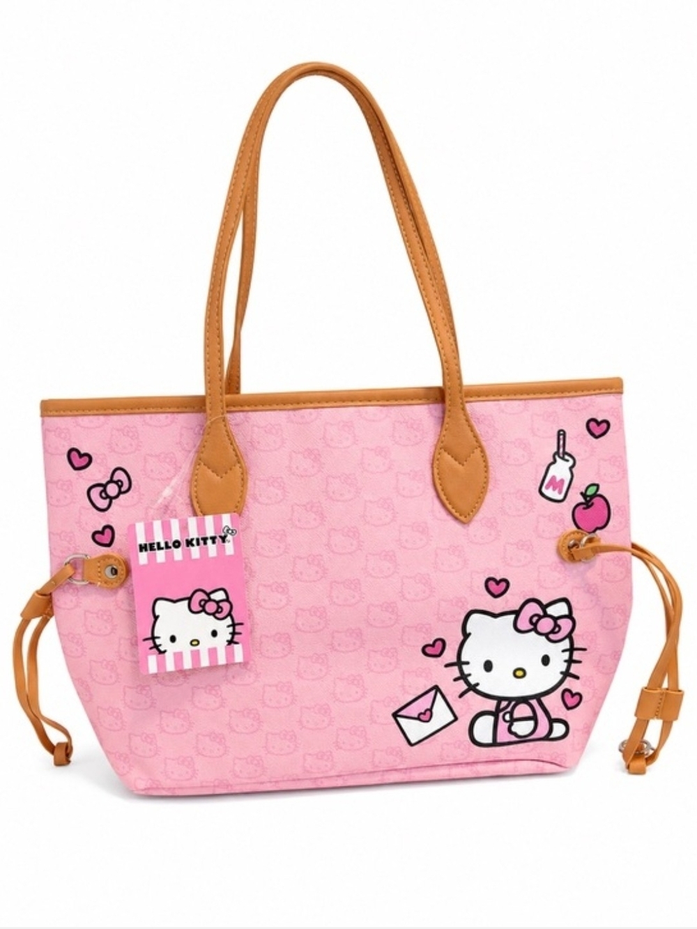 Hello Kitty Pink Tote Bag with Tan Handles